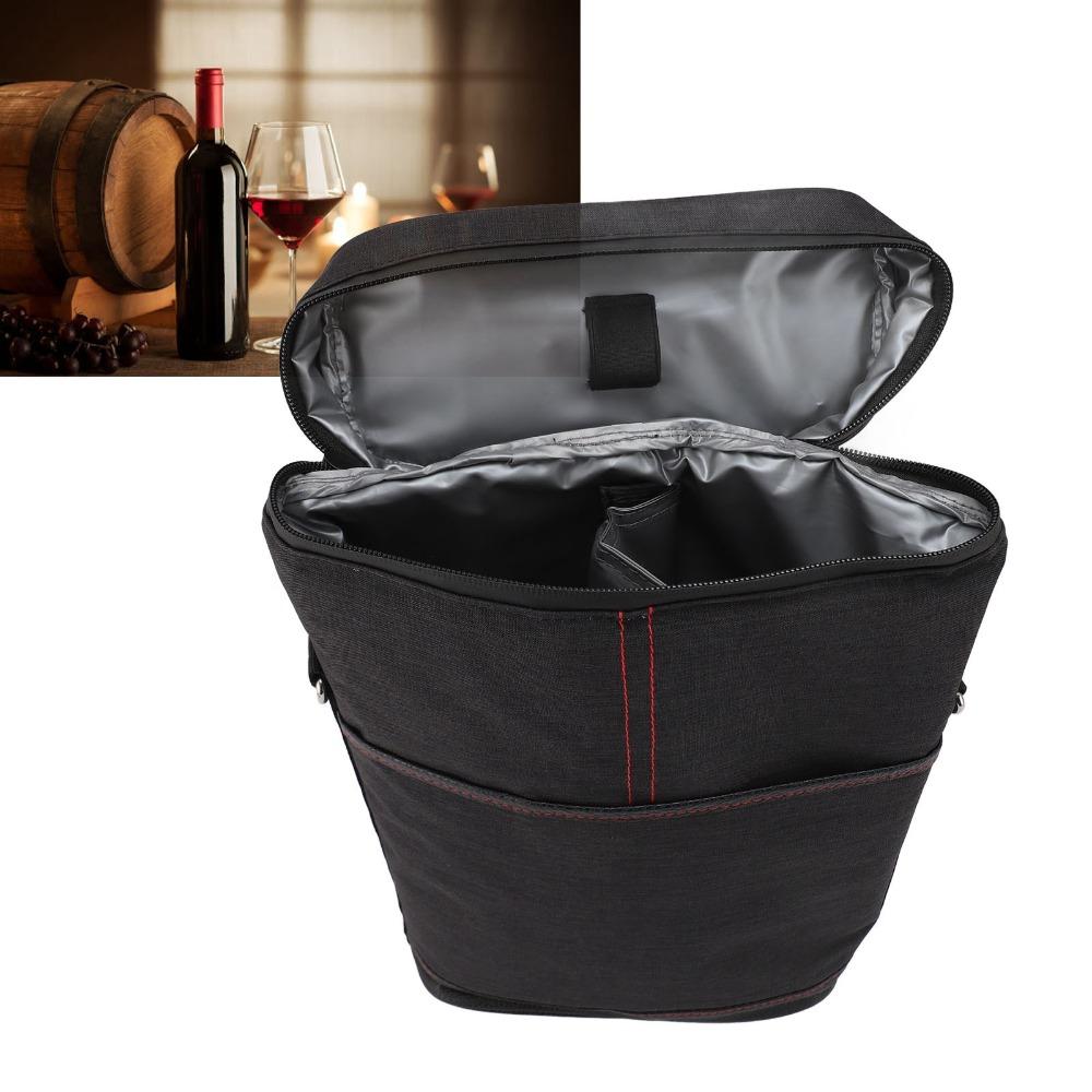 Canvas Material Wine Cooler Bag Black/Grey Portable Wine Tote Insulated Wine Case For Picnic