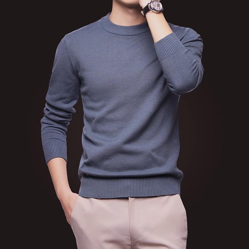 Korean Style Slim Fit Anti-Pilling Wool Sweater - Youth Casual Round Neck for Autumn & Winter