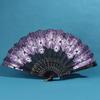 Chinese Style Silk Fabric Fan Folding Fan Wedding Fan Art Gifts Dance Hand Fan Vintage Folding Flower Fan Ancient Hanfu Fan