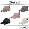 Katzenohren Kappe Mesh Hut Niedliches Design Stilvoll Sonnenschutz CZA324 [Weißer Fang] Damen (Schwarz)