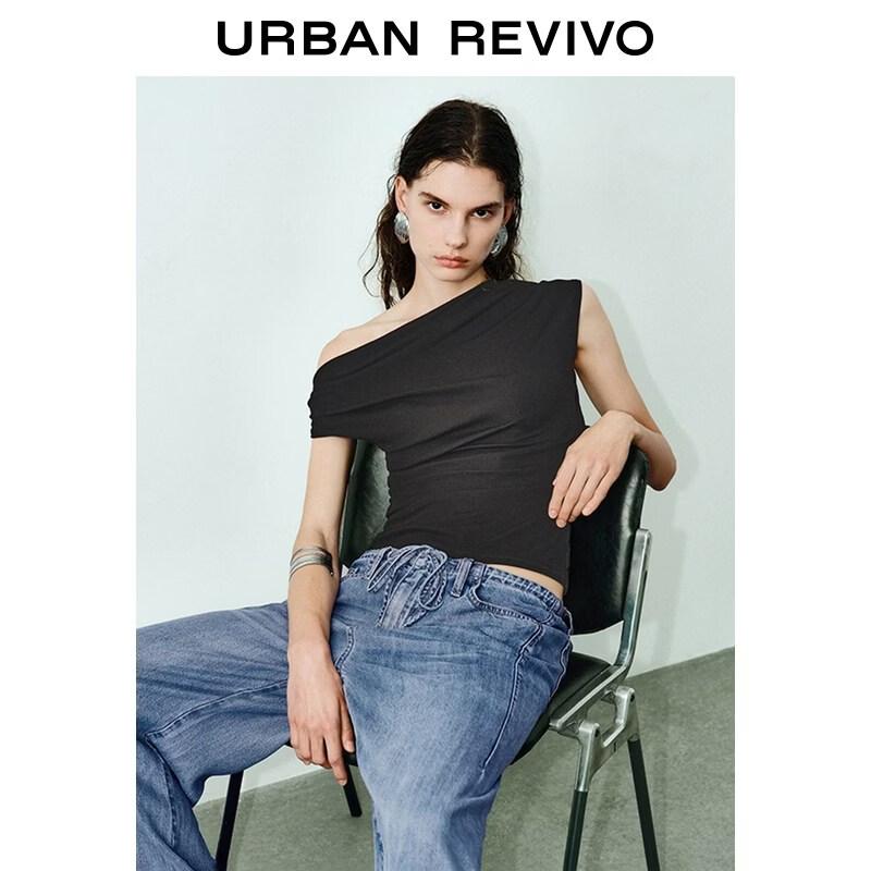 Women s Asymmetrical Shoulder Ruched Slim-Fit T-Shirt M