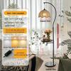 Vintage Solid Wood Floor Lamp with Integrated Shelf