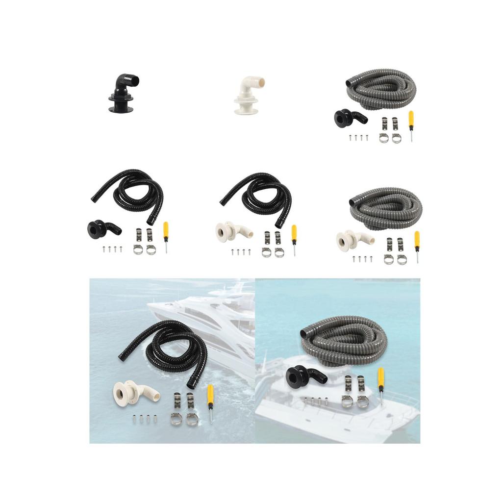 Generic 90 Degree thru Hull Scupper Bottom Outer Diameter 1-1/8 inch Practical Sturdy Part Replace for Ship Boats Yachts