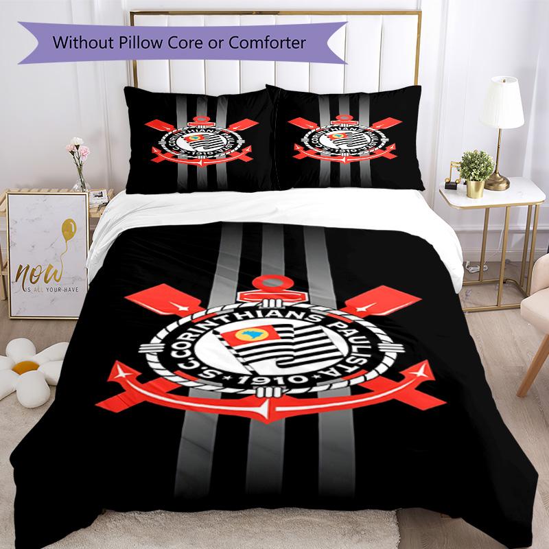 Sport Club Football Crest Printed Pattern Duvet Cover Set – includes 1 duvet cover and 2 matching pillowcases Bedroom decor Christmas gifts