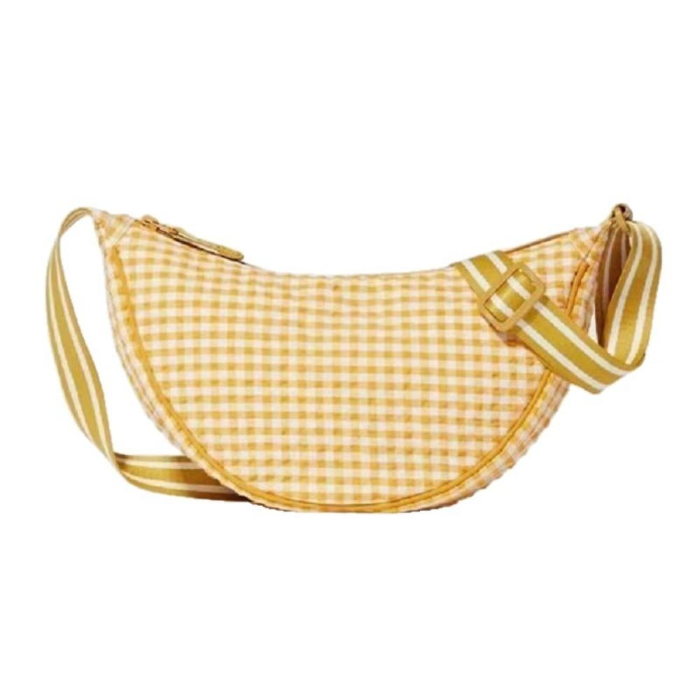 Versatile Nylon Crossbody Bag Adjustable Strap Dumpling Bag Cute Plaid Shoulder Bag Outdoor