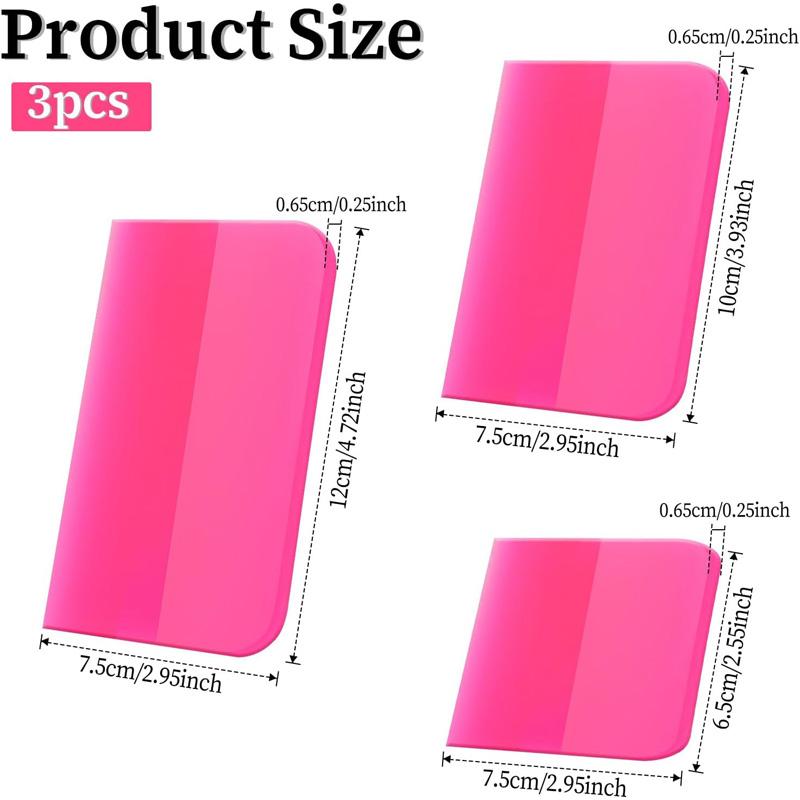3Pcs Pink Car PPF Squeegee TPU Rubber Scraper Anti-Scratch for PPF Film Vinyl Wrap Window Tint Tool Windshield Cleaning Kit