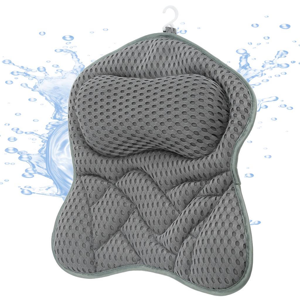Bath Pillow for Bathtub Non-slip Bathtub Cushion Mat with Suction Cup Full Body Rest SPA Neck Bath Pillow Bathroom Accessories