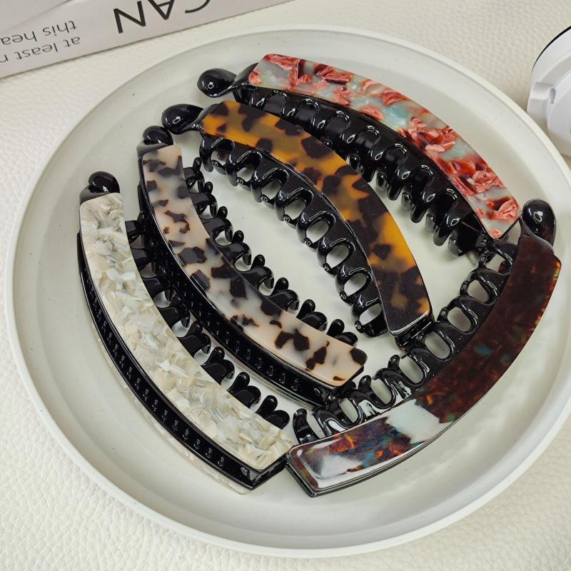 2026 Korean Retro Large Acetate Banana Clip for Thick Hair - Textured High-End Twist Style