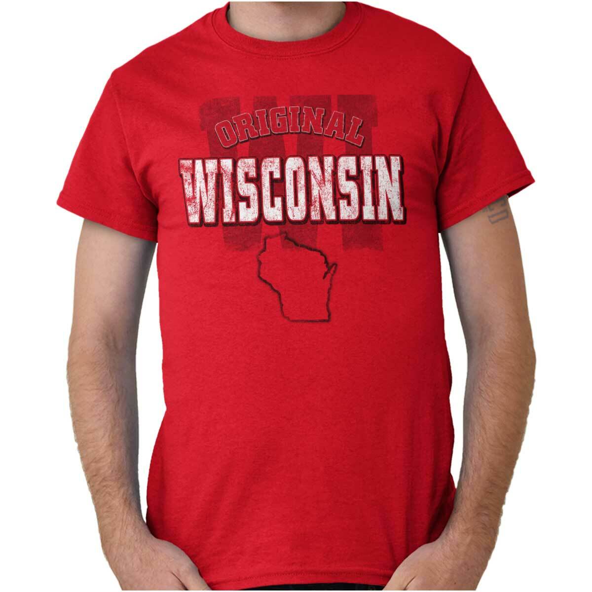 Wisconsin Original Hometown Vacation Gift WI Womens or Mens Crewneck T Shirt Tee XXL