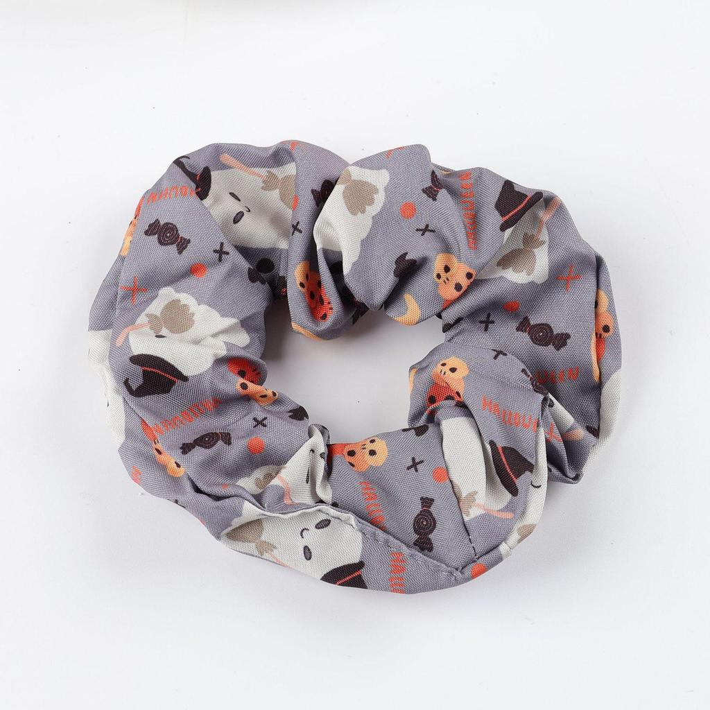 5pcs Halloween Hair Ties: Pumpkin, Ghost, Bat Designs; Strong Elastic Ponytail Holders