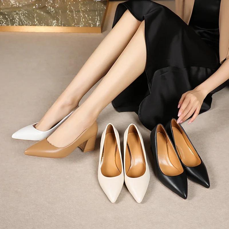 Basic Pumps Pointed Toe High Heels Boat Shoes for Woman Summer Dress Shoes Shallow White Wedding Shoes Black Plus Size 35-42