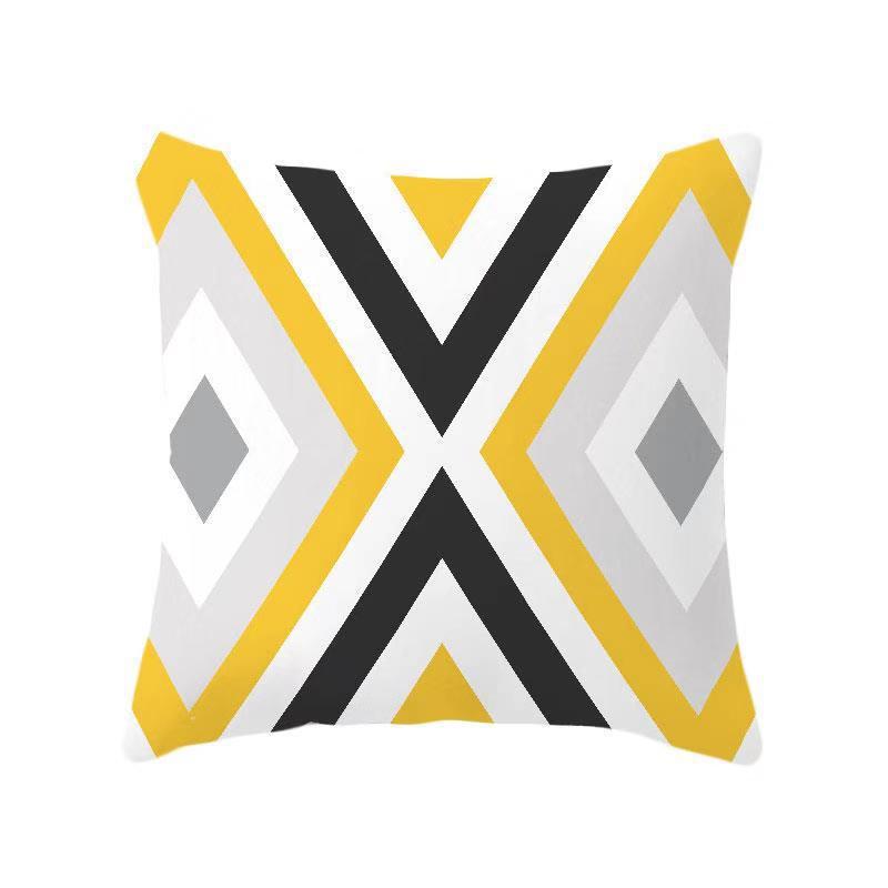 Yellow Geometric Theme Throw Pillow Covers With Digital Printing Of Short Plush Fabric Car-Shaped Sofa Cushion Office Home Decor