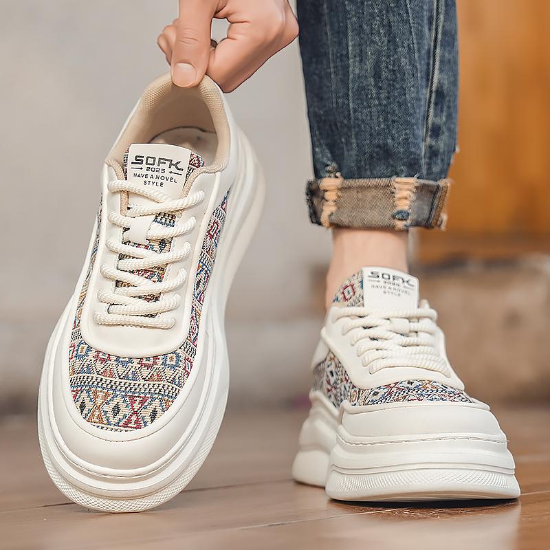 New Thick Soled Board Shoes Trendy Men's Personalized Design Styles Outdoor Street Walking Youth Versatile Daily Shoes