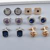 1 Pair Cufflinks Polished Smooth Surface Rhinestones Inlaid Round Shape Men Suit Shirt Cufflinks Shirt Button Replacement
