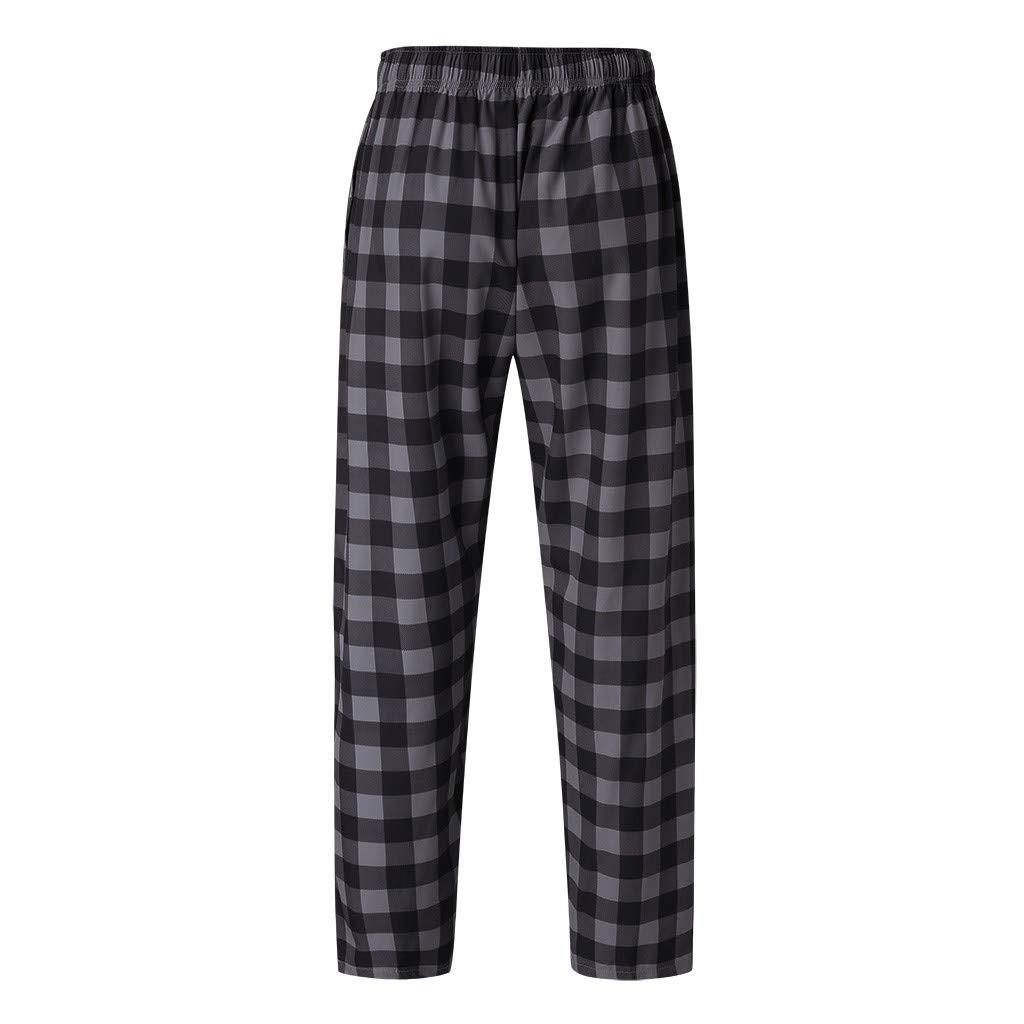 Fashion Men's Casual Plaid Loose Sport Plaid Pajama Pants Trousers