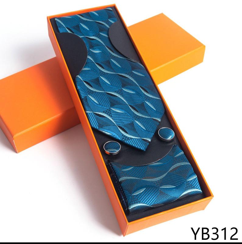 Herrenkrawatte mit quadratischer Manschette, Geschenkbox-Set, Business-Casual-Krawatte, Orange, Geschenkbox