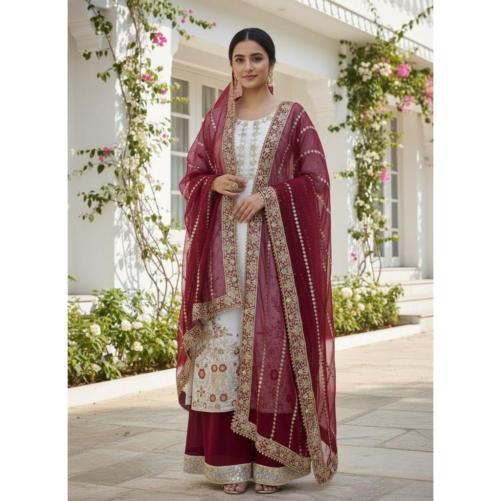 Beautiful Party Wedding Wear Palazzo Suit Indian Pakistani Ethnic Salwar Kameez