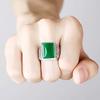 HuiSept 925 Silver Ring Jewelry for Men Geometric Shape Emerald Gemstone Rings Ornaments for Wedding Anniversary Gifts Resizable