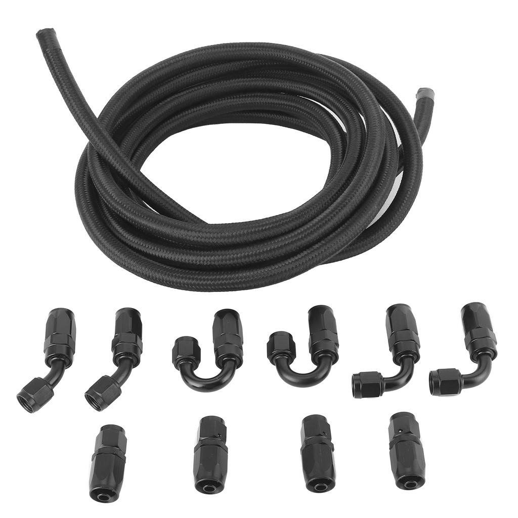 5meters Oil Fuel Hose Line AN6?6AN Fitting Stainless Steel Nylon Braided Straight 45 degrees 90 degrees 180 degrees End