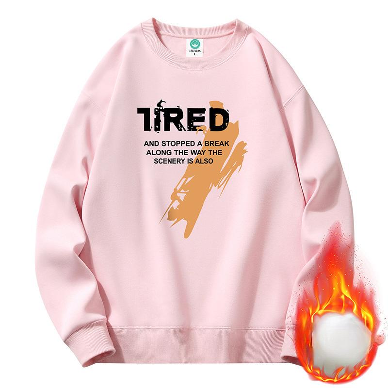 Autumn and Winter Men's Sweater Loose Fleece Thickened Pullover Teen Student Crew Neck Versatile Bottoming Shirt