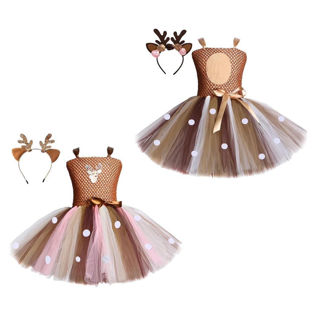 Reindeer Tutu Dress for Girls Children Clothes Princess Costume Birthday
