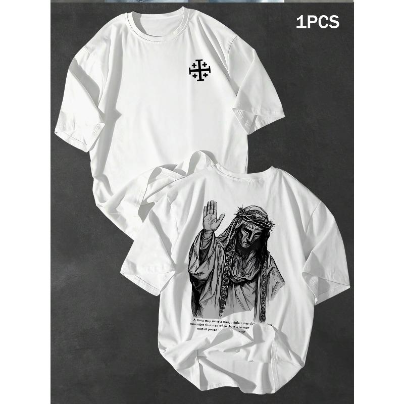 European sizes Men's Crew Neck T-Shirt, Vintage Short Sleeve