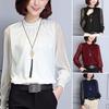 Womens Spring Chiffon Shirt With Lace Vneck And Long Sleeves For Casual Daily Wear