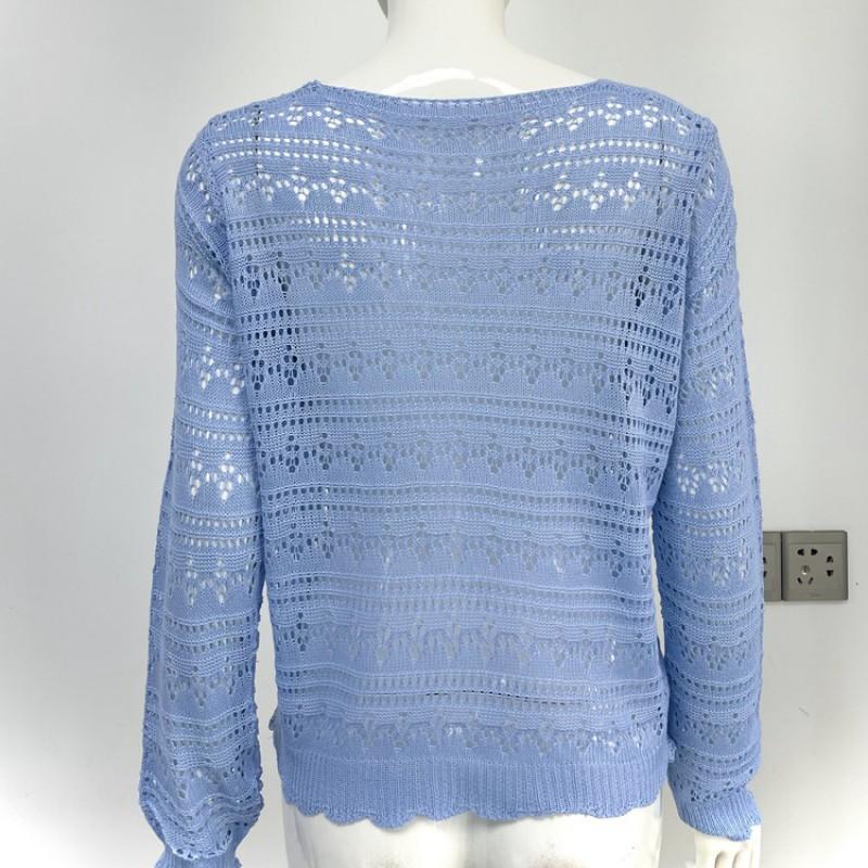 Lightweight Crochet Knit Cardigan With Buttons Sheer Mesh Cover-Up Beach Casual Wear