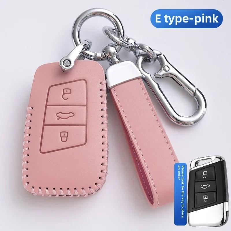 For VOLKSWAGEN VW Polo Golf 7/8 Genuine Leather Key Cover Fast Thrill Tour Guide Lingdu Exploration Vehicle Car Key Case High Qu