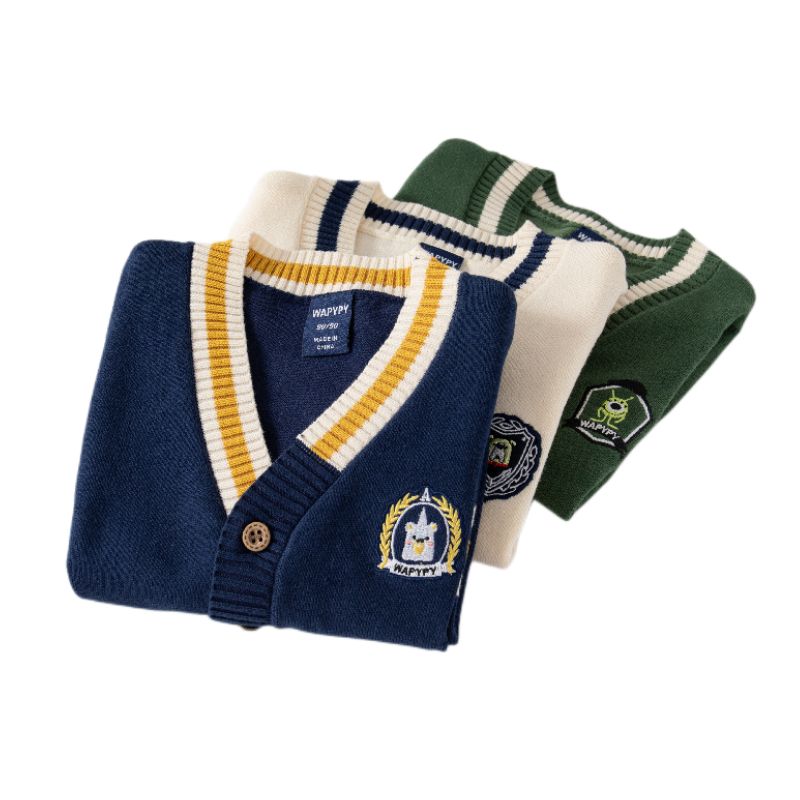 Children's Clothing Spring and Autumn Coat V-neck Embroidery Kids' Sweater