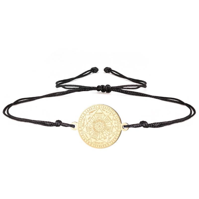 Skyrim Stainless Steel Seven Archangels Charm Bracelet Women Men Adjustable Rope Bracelets Amulet Seal Of Solomon Jewelry Gift