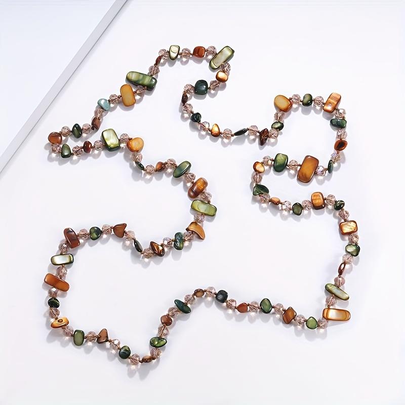Creative Bohemian Colorful Resin Multi-Layer Long Sweater Chain – Perfect Autumn Winter Accessory for Women, 5 Colors Available, Ideal Gift