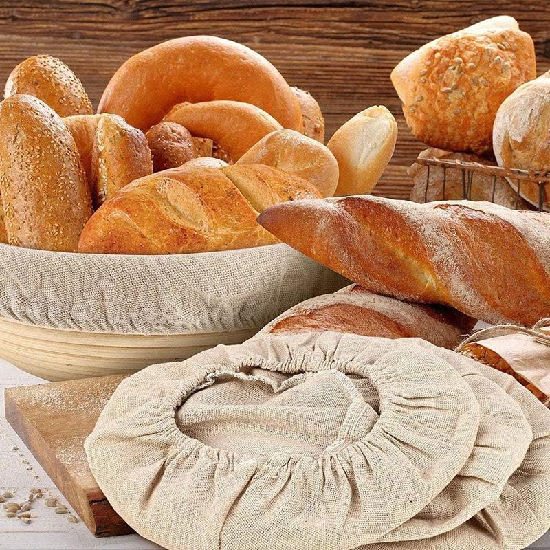 3/4Pcs Bread Basket Liner Cloth Set 9/10Inch Round Dough Fermentation Cloth Liner Baking Dough Basket Cover DIY Baking Tools