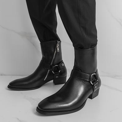Mode Modemarke Herren Atmungsaktive Outdoor Cowboy Stiefel Klassisch Schwarz Herbst Bequem Seitenreißverschluss Spitz Hoher Schaft Lederschuhe