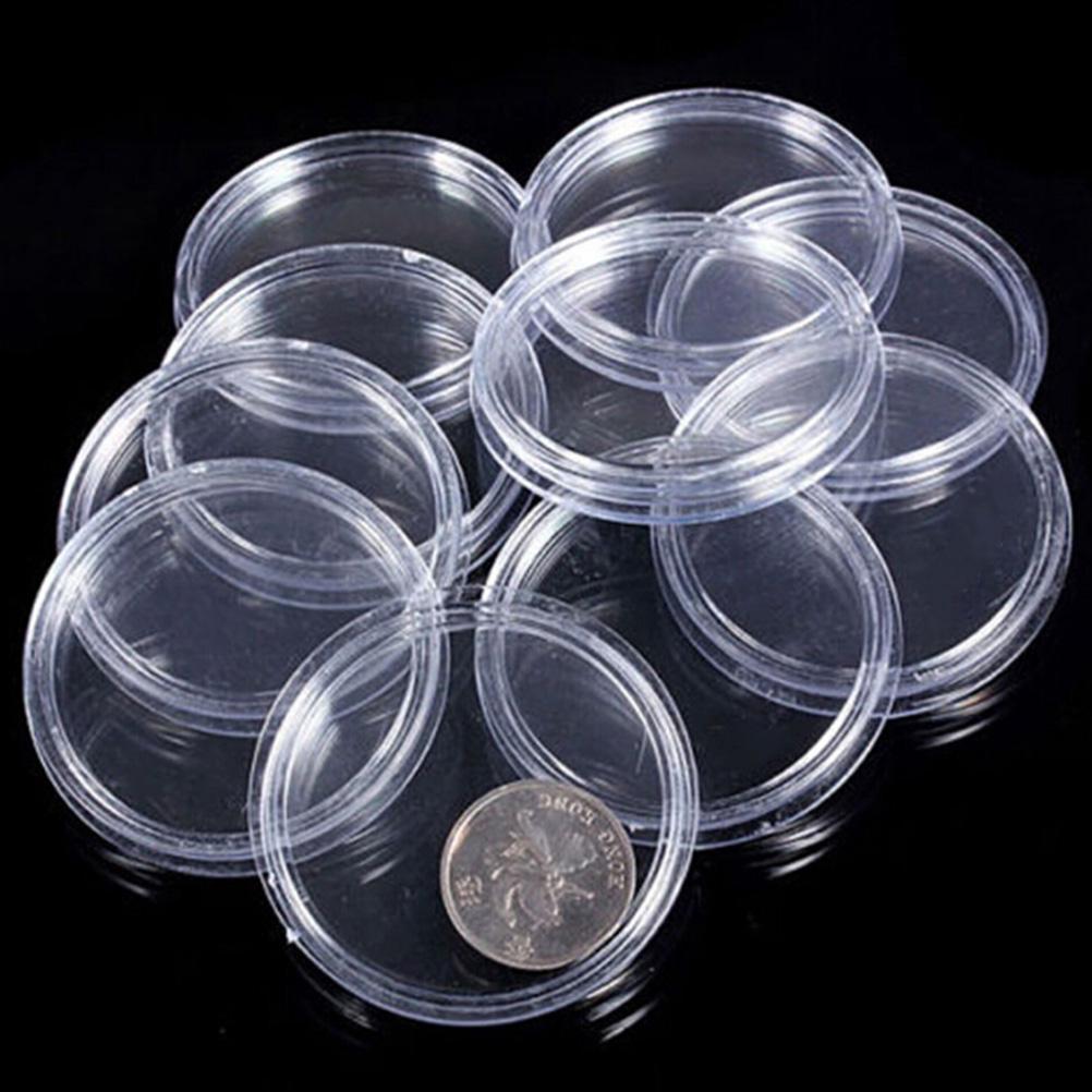 10Pcs 25Mm Applied Clear Round Cases Coin Storage Boxes Capsules Holder
