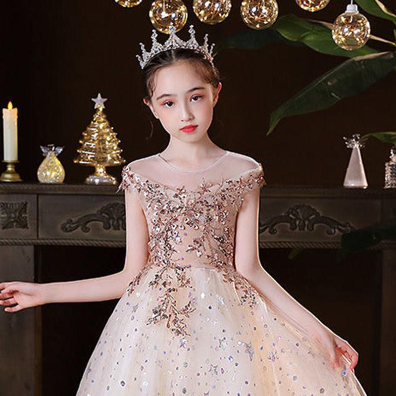 

Autumn 2025 Girls Light Luxury Puffy Tulle Princess Dress - Flower Girl Runway & Piano Performance Evening Gown 130cm (Height 125-135cm / Weight 25-30kg)