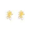 French Small Flower Pearl Ball Earrings Retro Niche Gold Earrings Front And Rear Light Luxury Simple Earrings Women