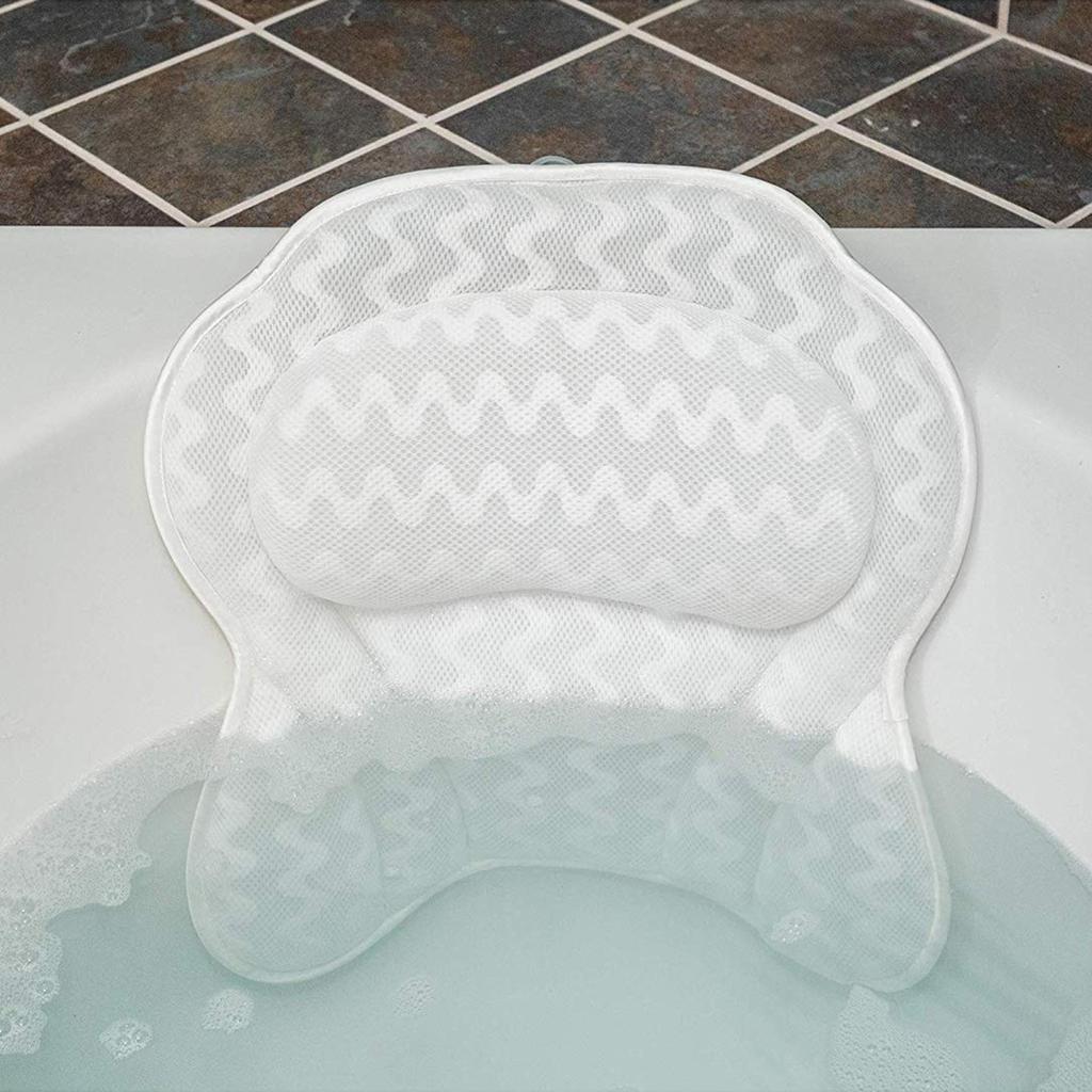 Bath Pillow Luxury Bathtub Pillow, Back Neck Support Pillow,Ergonomic Tub Pillow for Bath with 3D/4D Air Mesh,Portable Bathtub Accessories