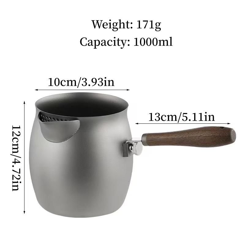 

Handcrafted Boiling Pot Pure Titanium Handheld Retro 1 L Coffee Kettle Thickened Handle Home Use Water Offering Kettle Tea Pot