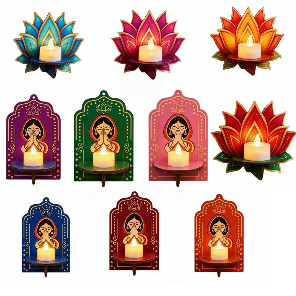India Pray Girl Wall Storage Rack Lotus Flower Wall Display Stand Decorative Wall Decor Home