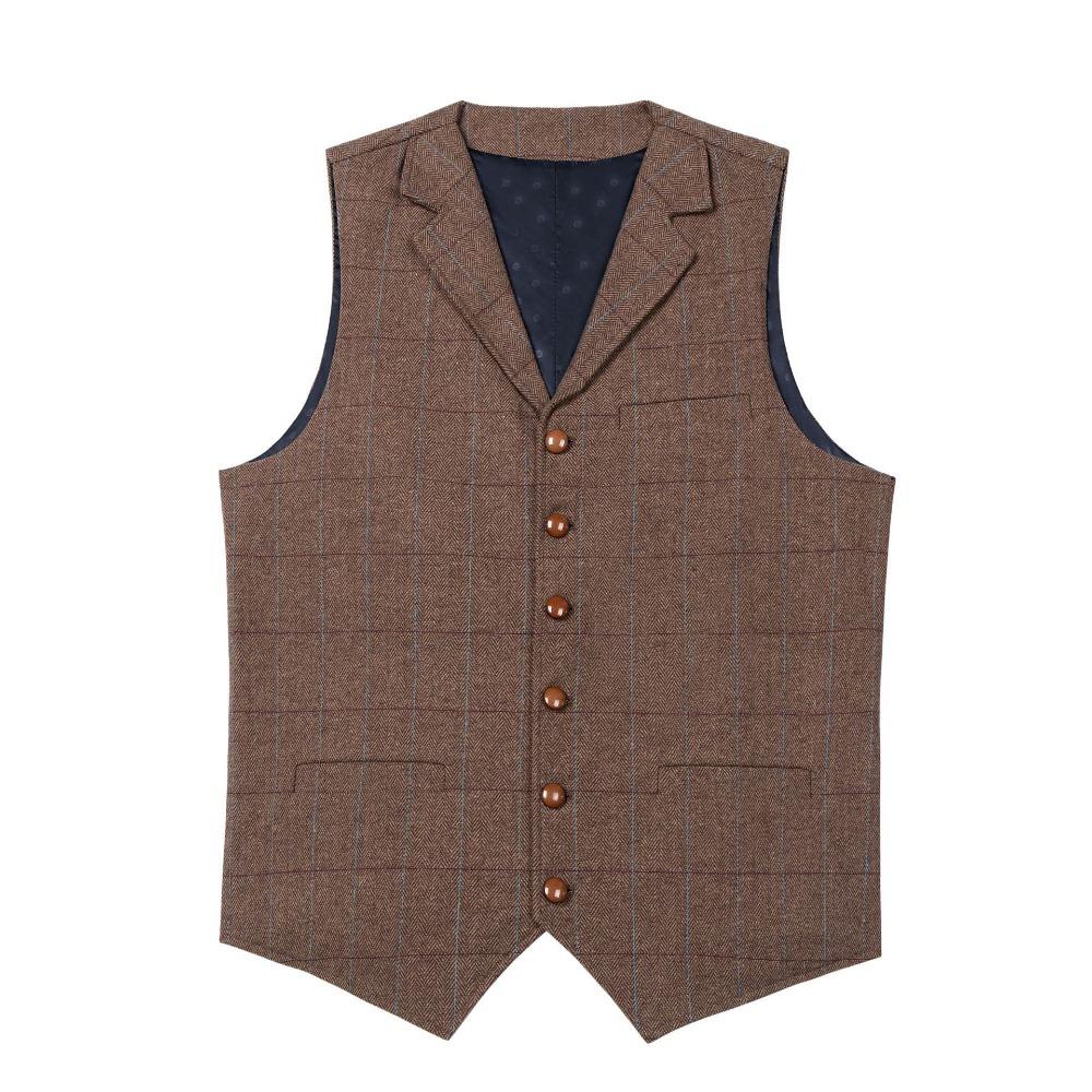 Men's Vests Tweed Suit Business Clothing for Men Striped Waistcoat Punk Vest Groomman Wedding Brown Black Grey Jacket Bleazer