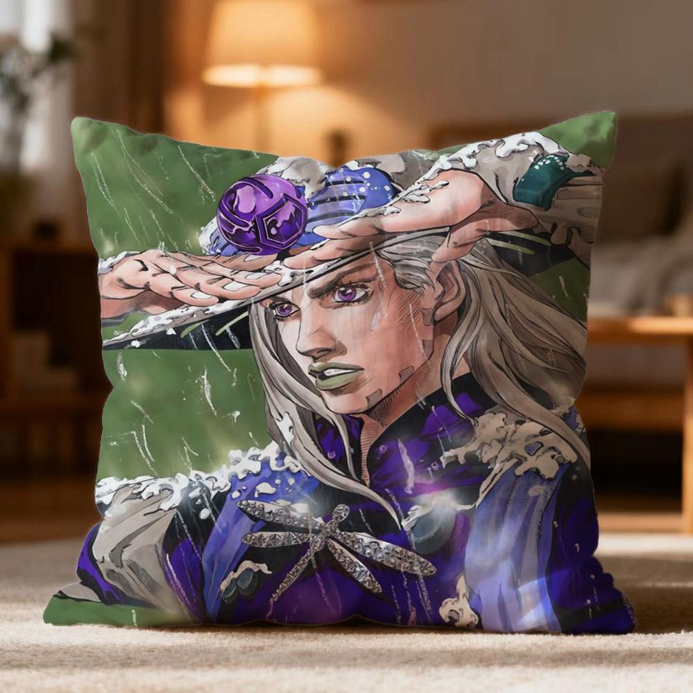 Hot J-JJoJo's Bizarre Adventure Cushion Cover Soft Washable Pillow Case Multi-Scene for Couch Bed Travel Office Use