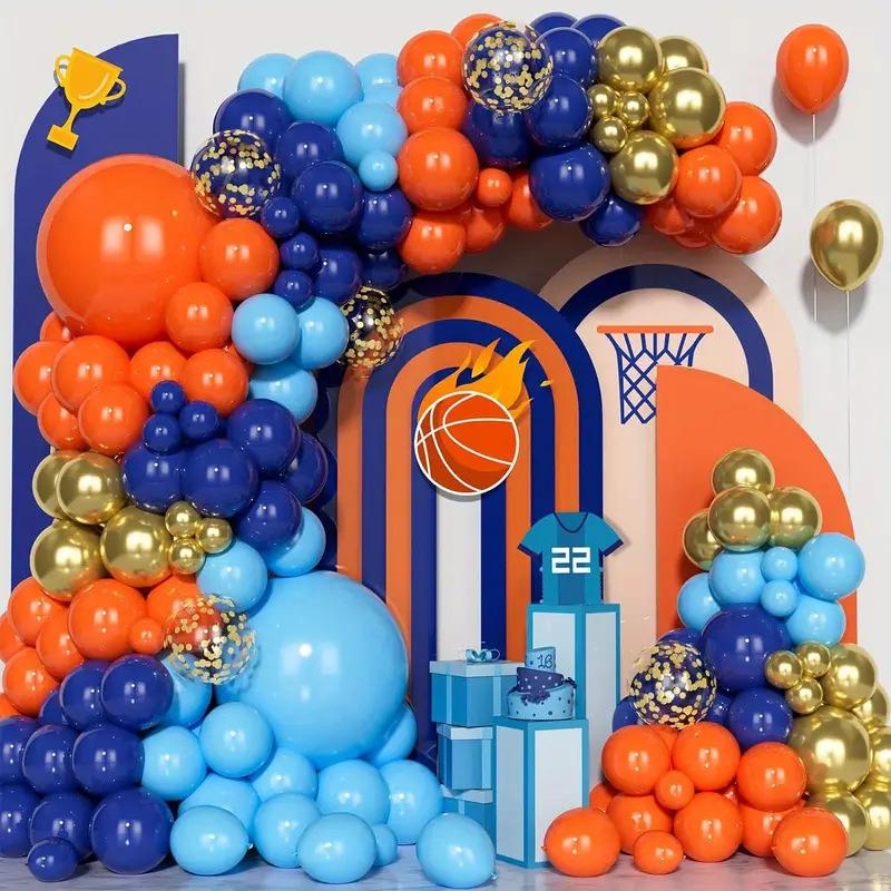 Blue & Orange Basketball Balloon Garland Set for Kids Birthday Party