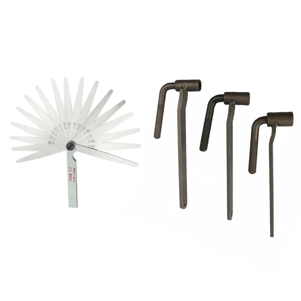 

1set Motorcycle Engine Valve Adjustment Tool Set 8/9/10mm Valve Screw Wrench 0.02-1mm Feeler Gauge Stainless Steel Measure Tools