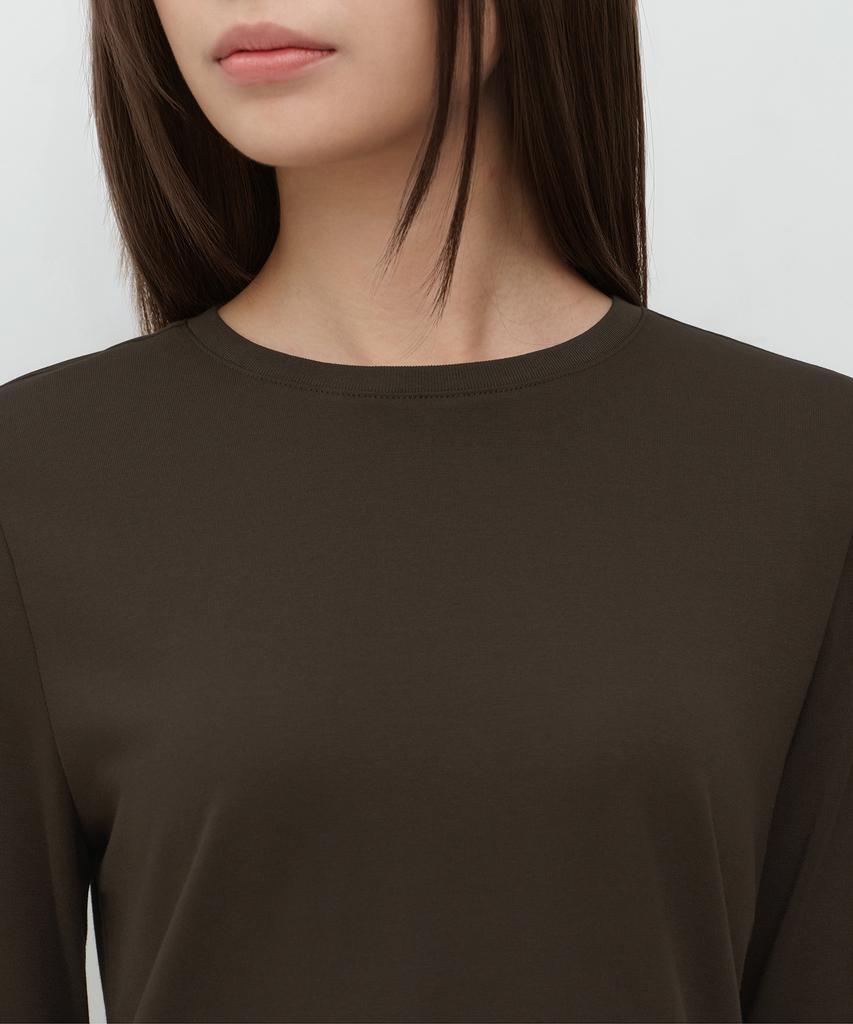 MUSINSA STANDARD WOMAN Women'S Flexible Crew Neck Long Sleeve T-Shirt [Dark Brown]