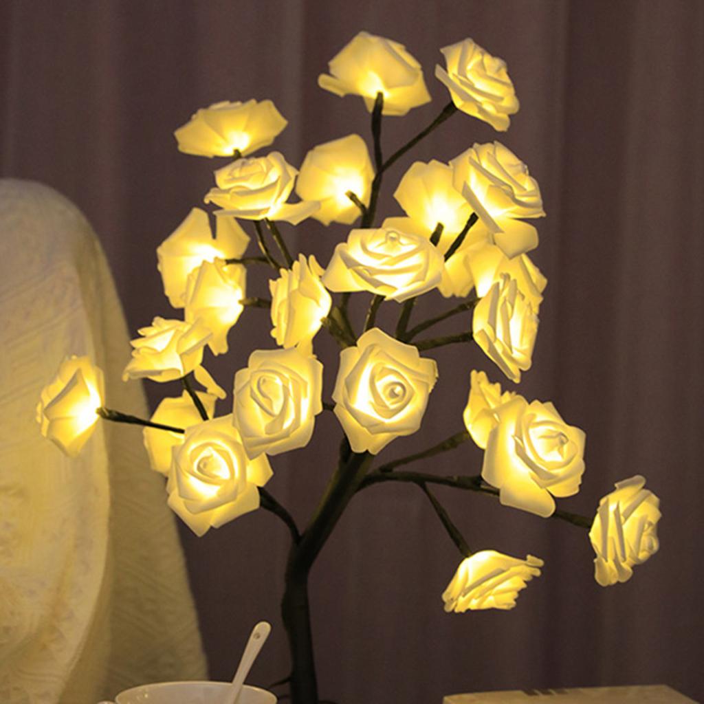 New Exquisite USB Powered Gorgeous Rose Flower Tree Lights with 24 LED Bulbs - Ideal Table Lamp Decoration for Christmas Parties