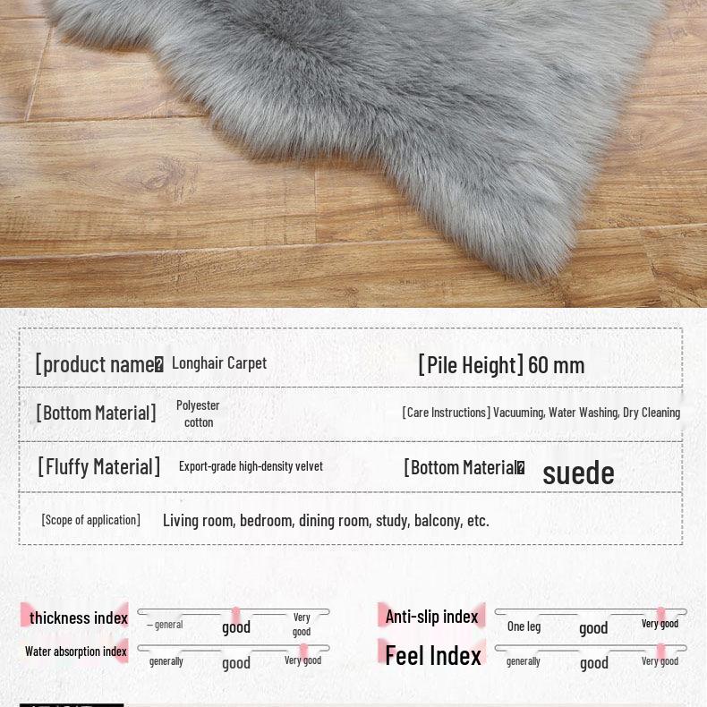 Girly Irregular-Shaped Faux Wool Plush Carpet for Bedroom, Living Room, or Bay Window