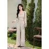 Women's Oatmeal High-Waist Wide-Leg Casual Pants