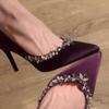 2025 Frühling Lila Damen High Heel Schuhe Elegant Spitzschuh Slingbacks Schuhe Stripper Party Damen Sandalen Einzelne Schuhe