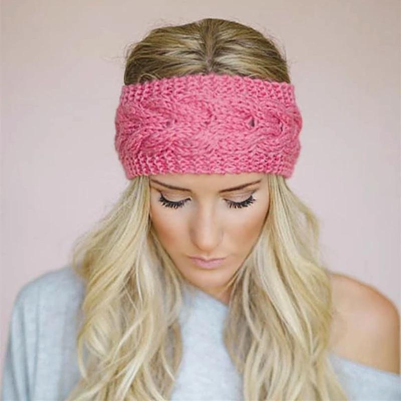 Winter Breite Stirnbänder für Damen Gestrickt Warm Turban Kopfwickel Dick Grob Ohrenwärmer Weich Stretch Häkel-Haarbänder Bandanas Haar-Accessoires